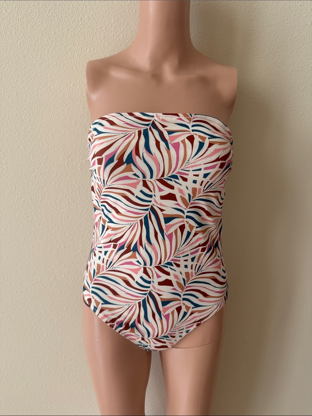 Jessica Simpson Strapless One-Piece Swimsuit - Pink, Blue, White, Rust